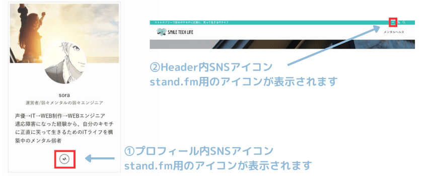 stand.fmのSNSアイコンをプロフィール欄に表示ステップ3